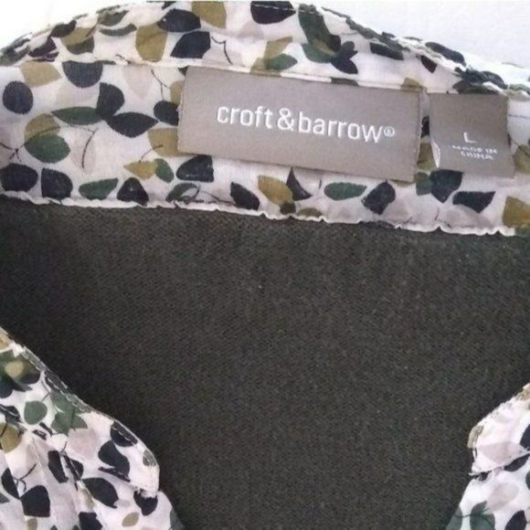 Croft & Barrow Sweater Pullover Shirt Olive‎ Green Quarter Sleeve  Large - Picture 2 of 7